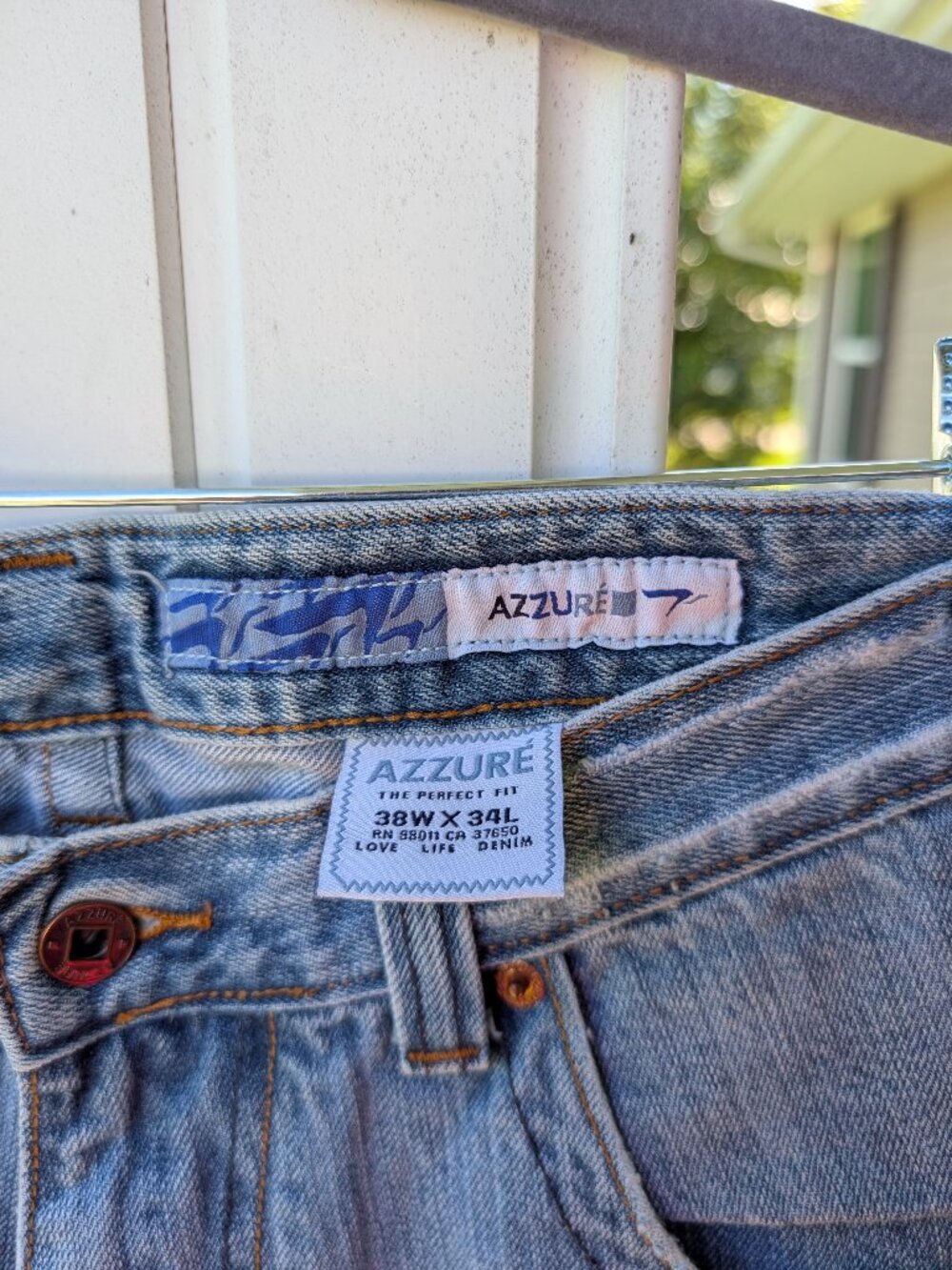 Vintage Azzure Love Life Denim Mens Jeans 38x34 Blue Wide Leg Baggy Y2K Flaw